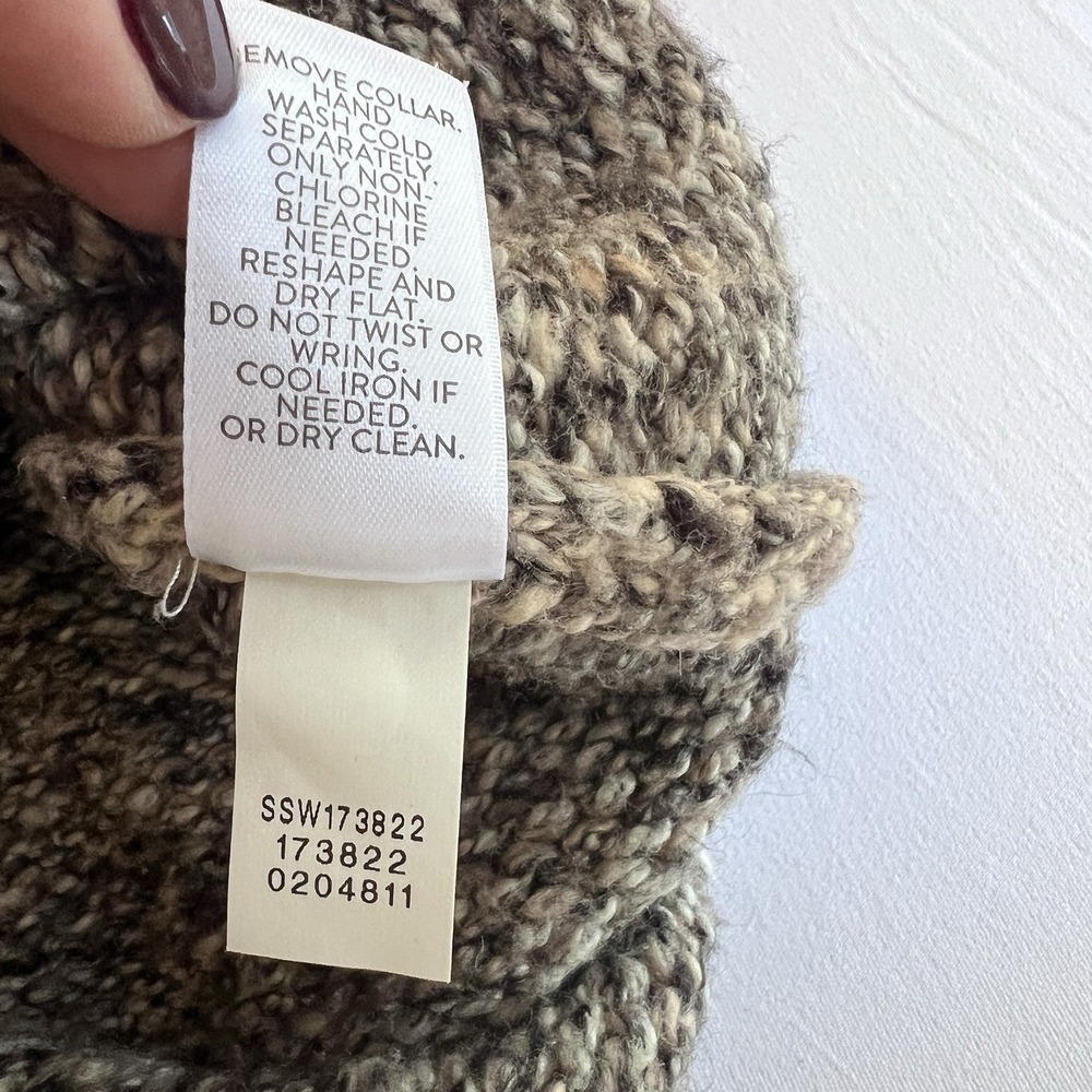 J JILL Chunky Soft Cozy Oversized Long Fur Collar Sweater Cardigan MEDIUM Petite - Picture 7 of 12